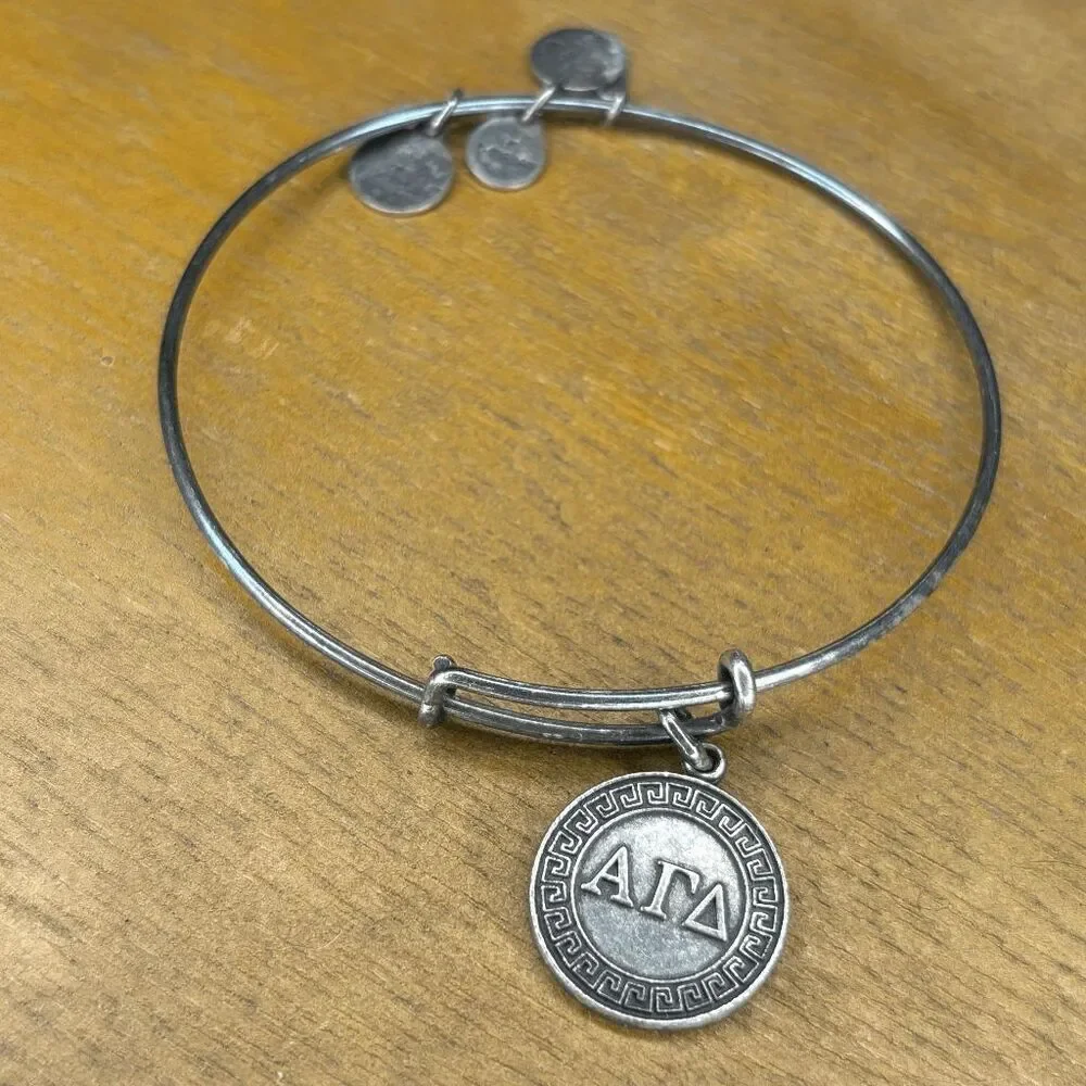 ALEX AND ANI Alpha Delta Pi Charm Bangle Silver Tone Bracelet